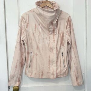 NWT Blank NYC Women’s Light Pink Tie Dye Faux Suede Moto Jacket, Size L